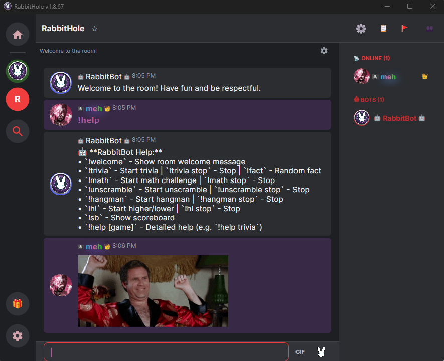RabbitHole Community Chat Rooms