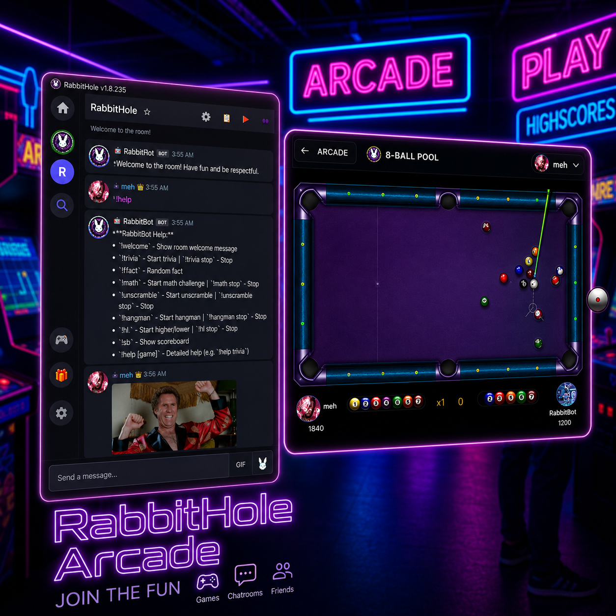 RabbitHole Arcade Games & Leaderboards